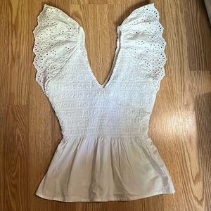 Gap flutter sleeve white top